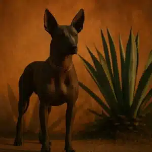 Perro sin pelo ecuatoriano junto a una planta de agave al atardecer – mundodog.es
