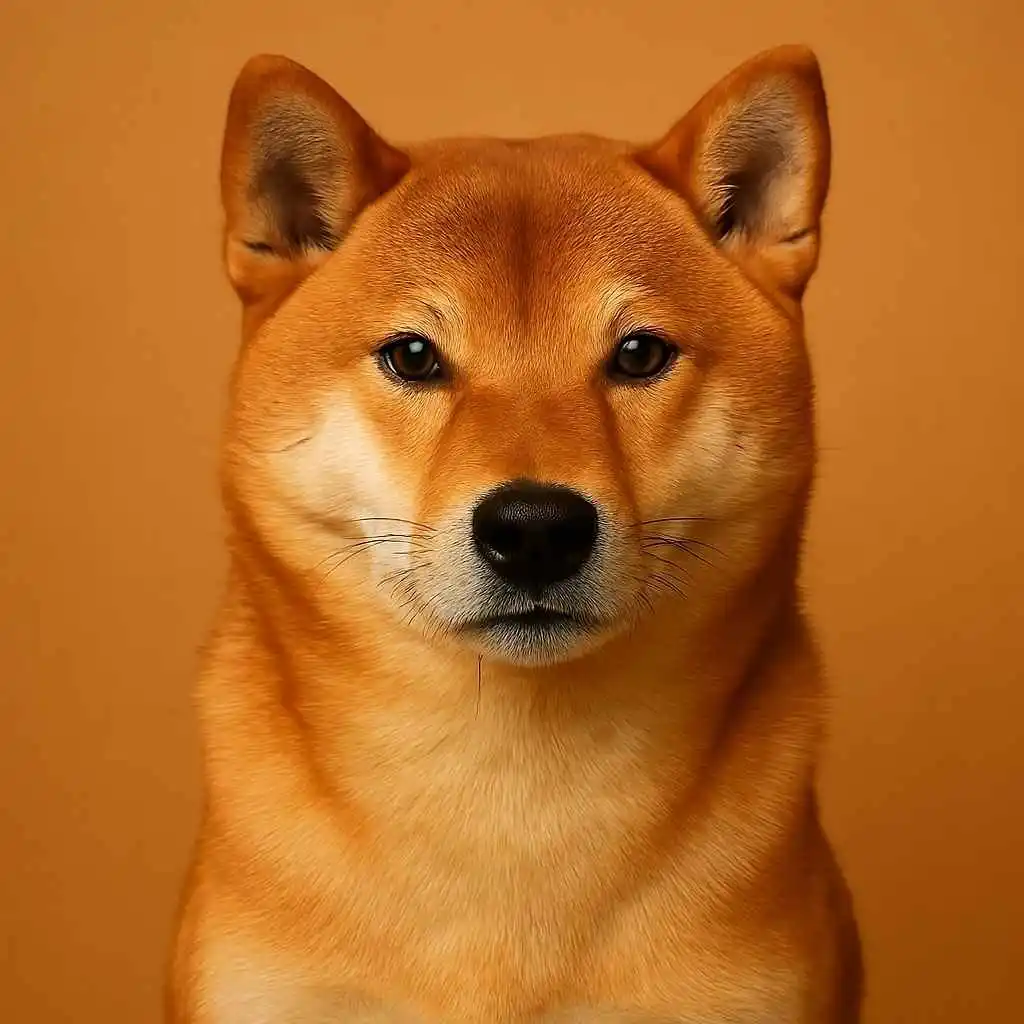 Foto destacada de un Shiba Inu con expresión firme y fondo naranja, ideal para representar la raza japonesa con elegancia.