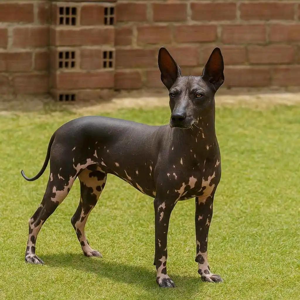 alt="Apariencia del perro sin pelo peruano en un jardín - www.mundodog.es"