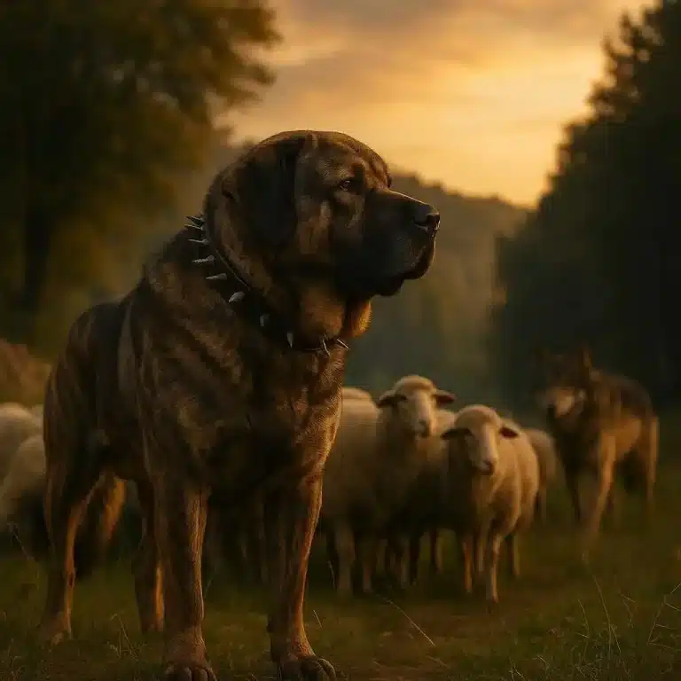 Mastín Español protegiendo un rebaño al atardecer - www.mundodog.es
